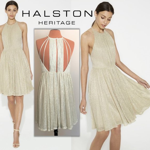 Halston Heritage Dresses & Skirts - HALSTON HERITAGE ✨ Sleeveless Strappy Metallic Dress